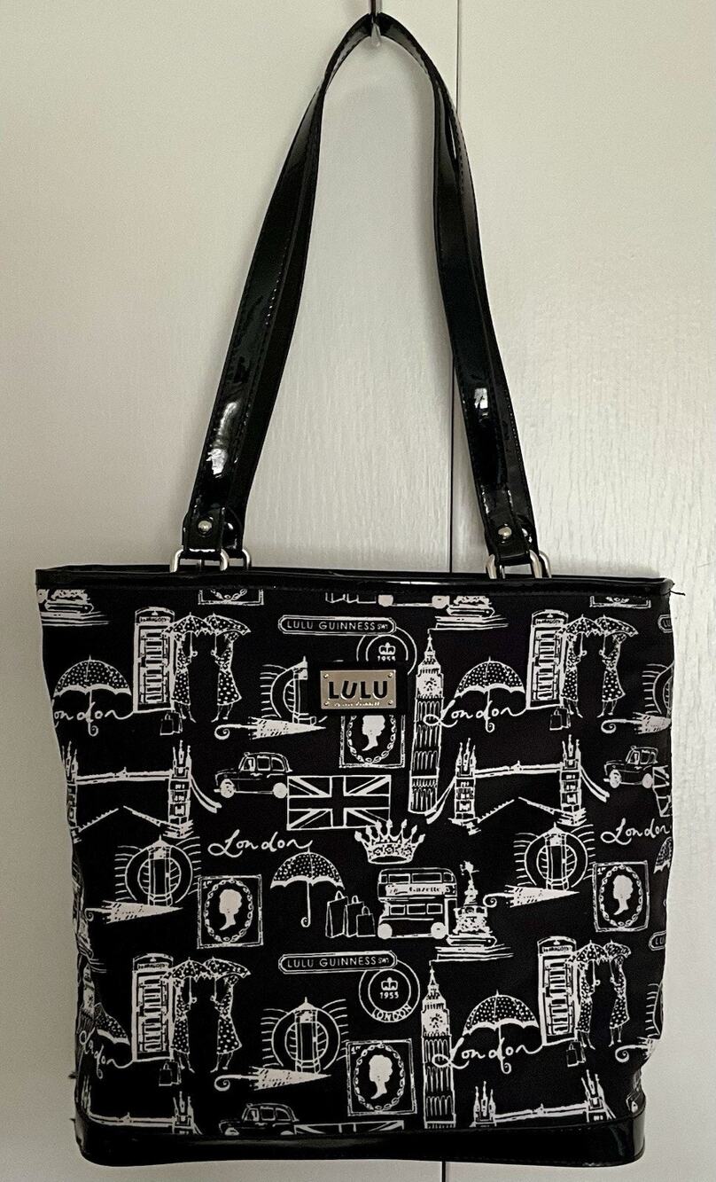 LULU GUINNESS London Landmarks Print Black White Purse Handbag/Tote